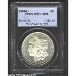 1884-O S$1 MS65 Deep Mirror Prooflike PCGS. VAM-6. Top 100 Variety. The mintmark is repunched, with.