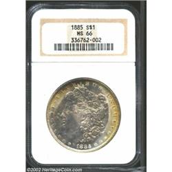 1885 S$1 MS66 NGC. Very well struck with sharp detail evident in the hair above the ear of Ms. Liber