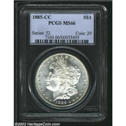 1885-CC S$1 MS66 PCGS. A lightly toned and mildly prooflike Gem that has outstanding eye appeal. Bea