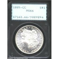 1885-CC S$1 MS66 PCGS. Untoned with the level of cartwheel brilliance and frostiness that collectors