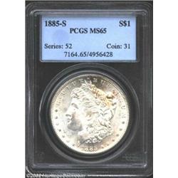 1885-S S$1 MS65 PCGS. Well struck aside from the hair curl above the ear of Liberty. A lustrous and.