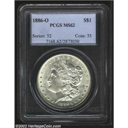 1886-O S$1 MS62 PCGS. Strongly struck for the issue and untoned, with a few facial scuffs that are t