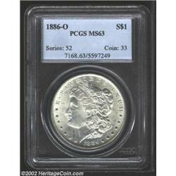 1886-O S$1 MS63 PCGS. Essentially brilliant with above-average sharpness for this conditionally scar