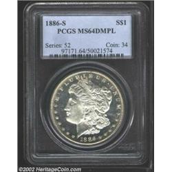 1886-S S$1 MS64 Deep Mirror Prooflike PCGS. The 1886-S entered coinage history as a low mintage issu