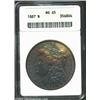 1887 S$1 MS65 ANACS. Deep mauve, violet, and gold obverse patina. The top of the 7 in the date is li