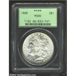 1888 S$1 MS66 PCGS. Bluish-white coloration with all of the attributes that one would demand from a.