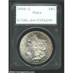 1888-S S$1 MS64 PCGS. The borders have iridescent copper-gold patina. A highly lustrous near-Gem tha