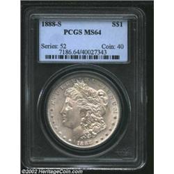 1888-S S$1 MS64 PCGS. Liberty's ear has numerous pinscratches. Lustrous and well struck with immacul