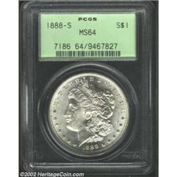 1888-S S$1 MS64 PCGS. A few russet toning freckles are noted on the reverse rim. This specimen is mo