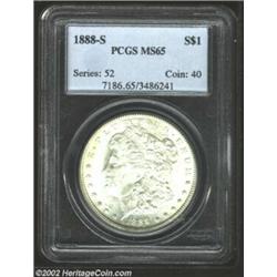 1888-S S$1 MS65 PCGS. Frosty, lustrous, and generally untoned. A single spot of toning is noted on t