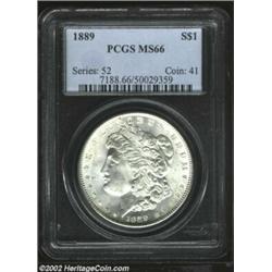 1889 S$1 MS66 PCGS. This specimen displays pleasing satiny surfaces and a well rounded cheek. It pre