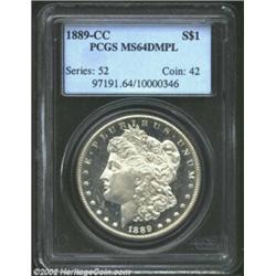 1889-CC S$1 MS64 Deep Mirror Prooflike PCGS. No other Carson City Dollar in this popular series garn