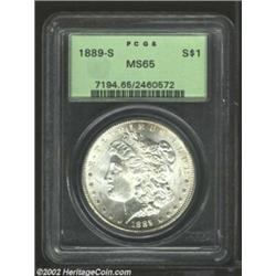 1889-S S$1 MS65 PCGS. A generally brilliant Dollar that has a wisp of rose-violet color on the upper