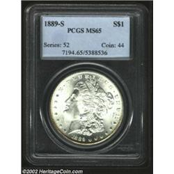 1889-S S$1 MS65 PCGS. Completely brilliant and adequate in strike, but exceptional in luster and pre