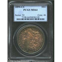 1890-CC S$1 MS64 PCGS. Deep shades of russet-orange toning can not conceal the luster on this near-G