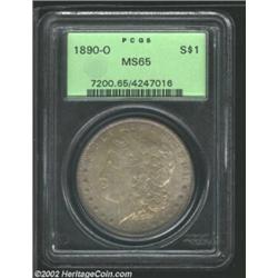 1890-O S$1 MS65 PCGS. Luster shines through the deep golden-brown and mauve patina. A carefully pres