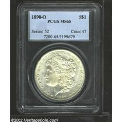 1890-O S$1 MS65 PCGS. Sharply struck and well preserved, this brilliant Gem has creamy obverse surfa