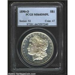 1890-O S$1 MS64 Deep Mirror Prooflike PCGS. A reasonably struck near-Gem that has pleasing reflectiv