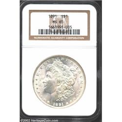 1891 S$1 MS65 NGC. This is an uncommon representative of the issue from the standpoint of both strik