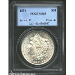 1891 S$1 MS65 PCGS. More than 8.6 million pieces were struck of the 1891-P Dollar, but Gems are very