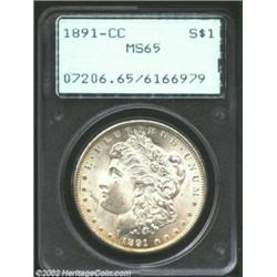 1891-CC S$1 MS65 PCGS. The 1891-CC is one of the scarcer Carson City Morgans in Gem condition. Only.