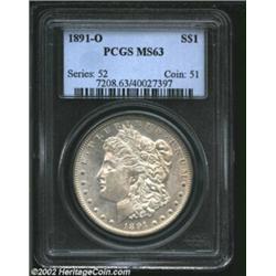 1891-O S$1 MS63 PCGS. Both sides have acquired a light-grey patina which somewhat quiets the luster,