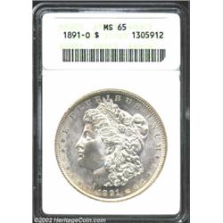 1891-O S$1 MS65 ANACS. Along with the 1890-O, the 1891-O is the worst produced issue in the Morgan D