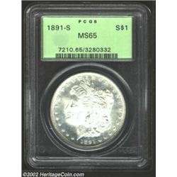 1891-S S$1 MS65 PCGS. A gorgeous Gem, sharply struck and snow-white, with gleaming frosty luster. Co