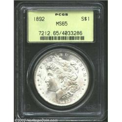 1892 S$1 MS65 PCGS. Silver Dollar production saw a gradual reduction in 1892, it was more noticeable