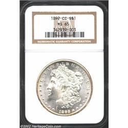 1892-CC S$1 MS65 NGC. The 1892-CC is most often seen well circulated and, while available without to