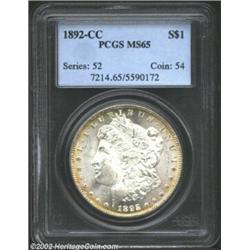 1892-CC S$1 MS65 PCGS. A razor sharp strike is only one of several praiseworthy features that this c