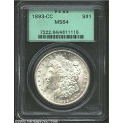 1893-CC S$1 MS64 PCGS. Both sides exude thick cartwheel mint frost and the striking details are comp