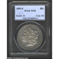 1893-S S$1 VF35 PCGS. Only 100,000 pieces were struck of the 1893-S, and it appears that the vast ma