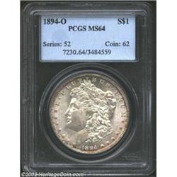 1894-O S$1 MS64 PCGS. Although there is some very slight striking weakness in the central parts of t