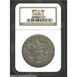 1895-O S$1 XF45 NGC. The deep mauve patina is frequently interrupted with lighter color where luster