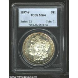 1897-S S$1 MS66 PCGS. This is a delightful Gem specimen, with terrific eye appeal. The surfaces are.