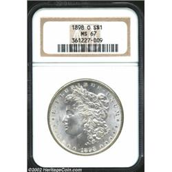 1898-O S$1 MS67 NGC. Incredibly frosty with a stronger strike than normally seen on this typically w