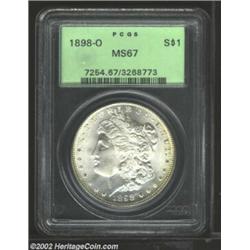 1898-O S$1 MS67 PCGS. This Superb Gem boasts a sharp strike and remarkably lustrous, seemingly prist