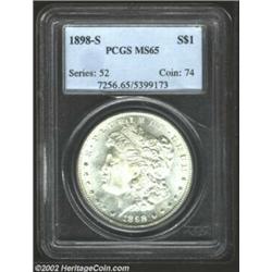 1898-S S$1 MS65 PCGS. A conditionally scarce Gem, this specimen displays bright flashy luster from s