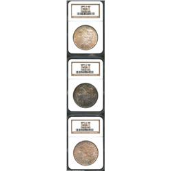 1899-O S$1 MS64 NGC, two examples, lovely apricot color covers most of the cleanly struck, carefully