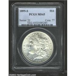 1899-S S$1 MS65 PCGS. A lustrous, untoned Gem, with seemingly pristine surfaces, this specimen is sh