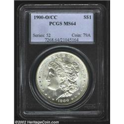 1900-O/CC S$1 MS64 PCGS. Shimmering-white with excellent sharpness in the centers and bold evidence.