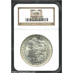 1901 S$1 AU58 NGC. An example of this well known condition rarity that just misses Mint State status