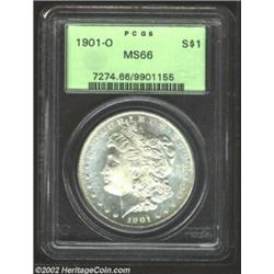 1901-O S$1 MS66 PCGS. There is pale turquoise-green iridescence which seems to underlie the glassy,.