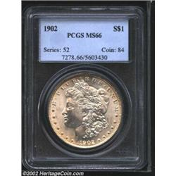 1902 S$1 MS66 PCGS. The margins have light peach patina. A well struck and lustrous Gem with a virtu