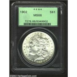 1902 S$1 MS66 PCGS. A sharply struck, immaculately preserved, and highly lustrous Gem, untoned and e