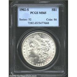 1902-S S$1 MS65 PCGS. An occasional wisp of tan patina visits the centers of each side. A lustrous a