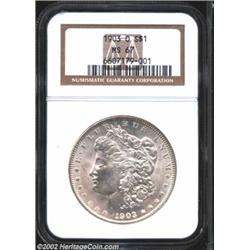 1903-O S$1 MS67 NGC. Always a popular issue with collectors, the once-rare and highly desirable 1903