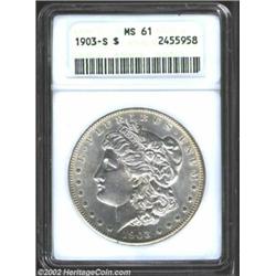 1903-S S$1 MS61 ANACS. A challenging S-mint Morgan in Mint State, the 1903-S is rarer in such grades