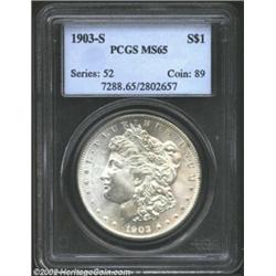 1903-S S$1 MS65 PCGS. This exquisite Gem is 100% brilliant save for a couple of tiny toning flecks o